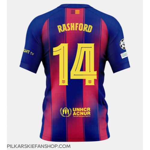 Koszulka piłkarska Barcelona Marcus Rashford #14 Strój Domowy 2025-26 tanio Krótki Rękaw Koszulka piłkarska Barcelona Marcus Rashford #14 Strój Domowy 2025-26 tanio Krótki Rękaw
